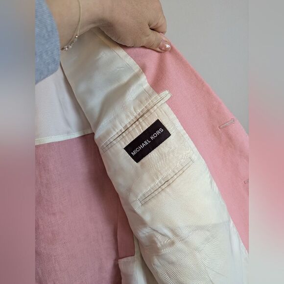 Michael Kors Men’s Blazer 41 Pink Cotton Sport Coat Classic Fit Lightweight Prep - Picture 8 of 11